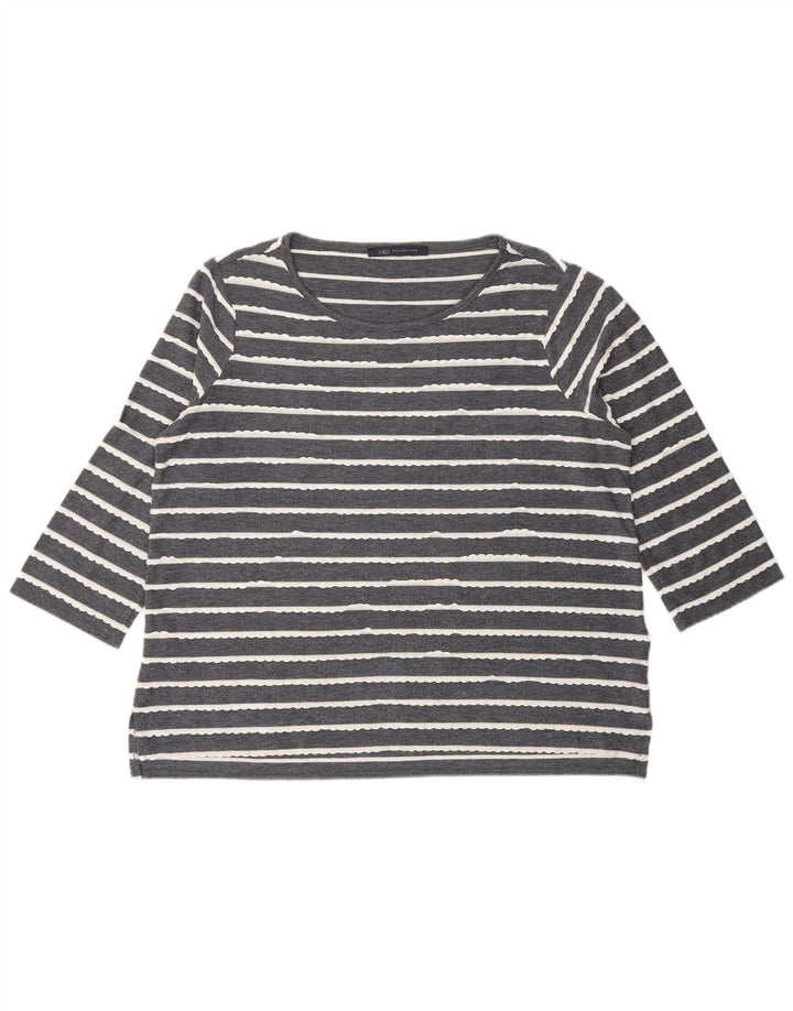 Marks & Spencer Top para mujer manga 3/4 UK 44 Viscosa a rayas gris grande