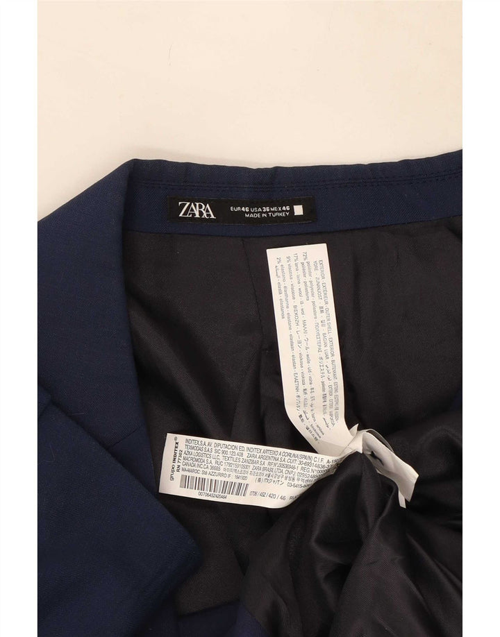 Zara Chaqueta tipo blazer de 2 botones para hombre EU 46 Small Azul marino Poliéster