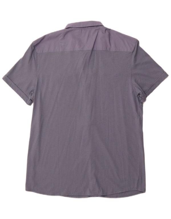 Calvin Klein Camisa de manga corta Body Fit para hombre XL Algodón azul