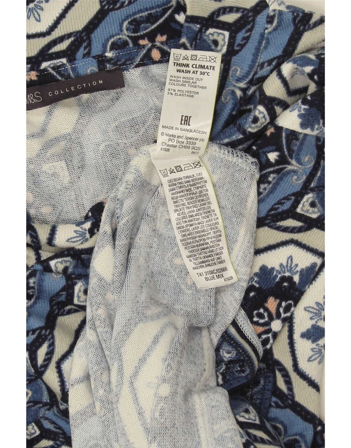 Marks & Spencer Top tipo túnica de manga 3/4 para mujer UK 42 Azul medio Geométrico