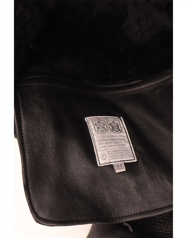 Vintage mujer chaqueta de piel de gran tamaño IT 44 cuero negro medio