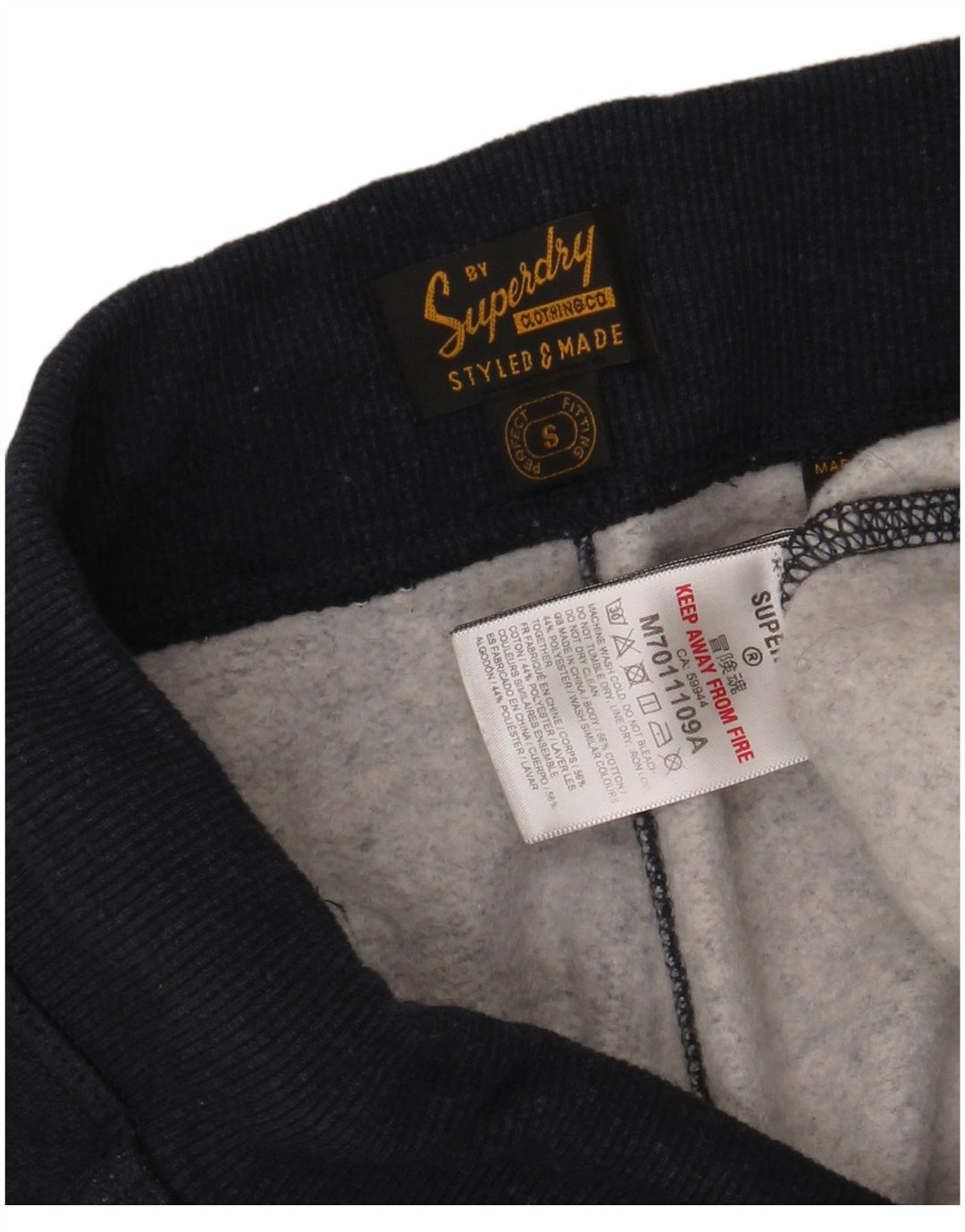 SUPERDRY Hombre Pantalones de chándal con estampado gráfico Joggers Small Azul marino Algodón