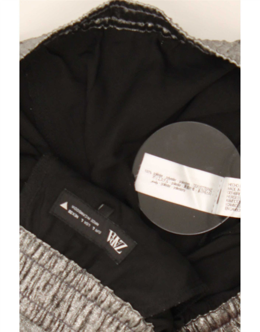 Zara Mujer Pantalón Ancho Ancho W30 L31 Poliéster Plateado
