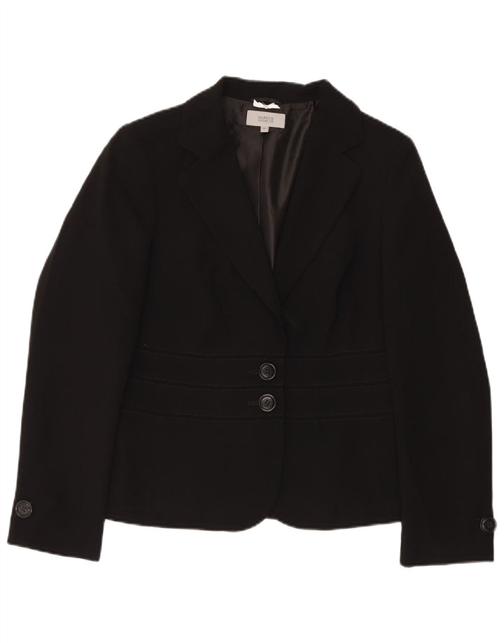 Marks & Spencer Chaqueta tipo blazer de 2 botones para mujer UK 44 Poliéster negro mediano