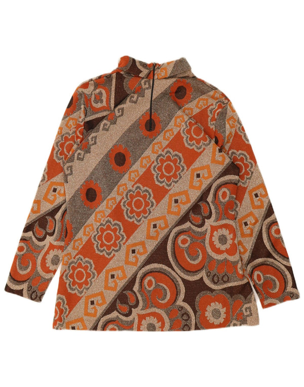 Diolen Blusa de manga larga con cuello y cremallera para mujer IT 46 Large Orange Floral