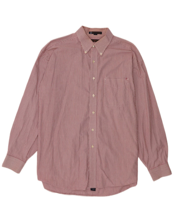 Tommy Hilfiger Camisa para hombre Talla 17 XL Algodón a rayas rosa