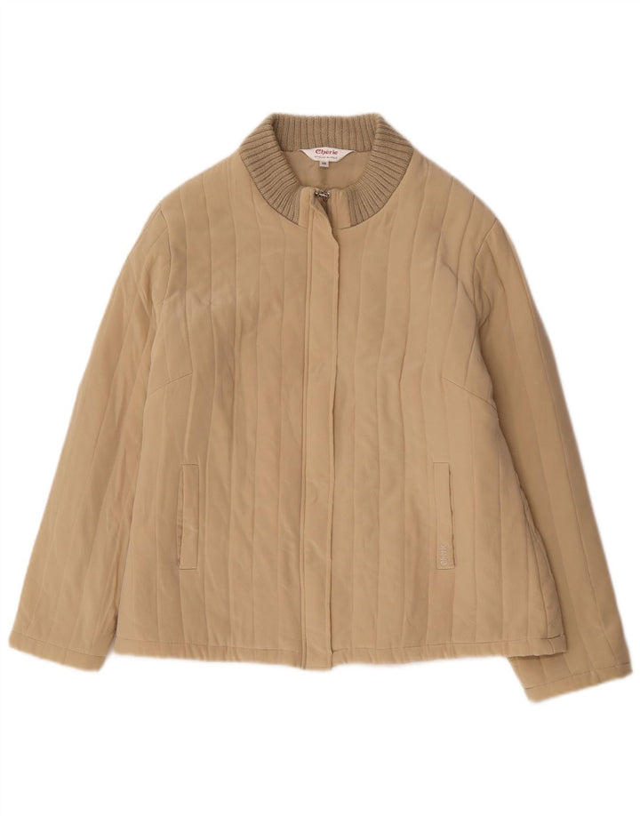 Cherie Chaqueta Bomber para Mujer IT 46 Grande Seda Beige