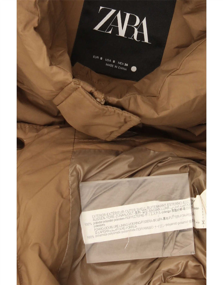 Zara Mujer Chaqueta Acolchada Extragrande UK 10 Small Beige Poliéster