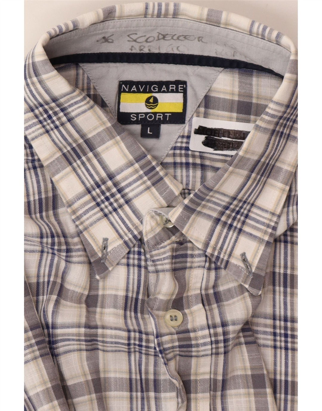 Navigare Camisa de manga corta para hombre con cuadros azules grandes