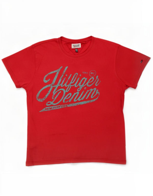 Tommy Hilfiger - Camiseta gráfica para hombre, talla grande, color rojo