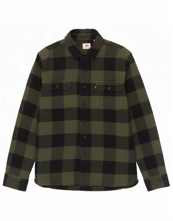 Levi's Hombre Camisa De Franela De Algodón A Cuadros Verdes Pequeños