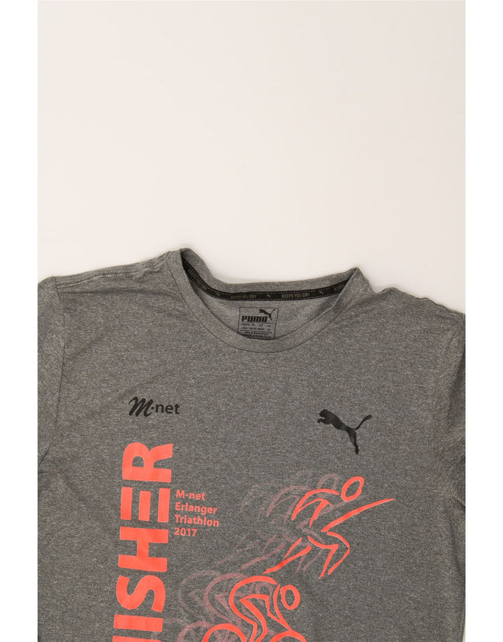 PUMA Mens Graphic T-Shirt Top Medium Grey Polyester Vintage Puma and Second-Hand Puma from Messina Hembry 