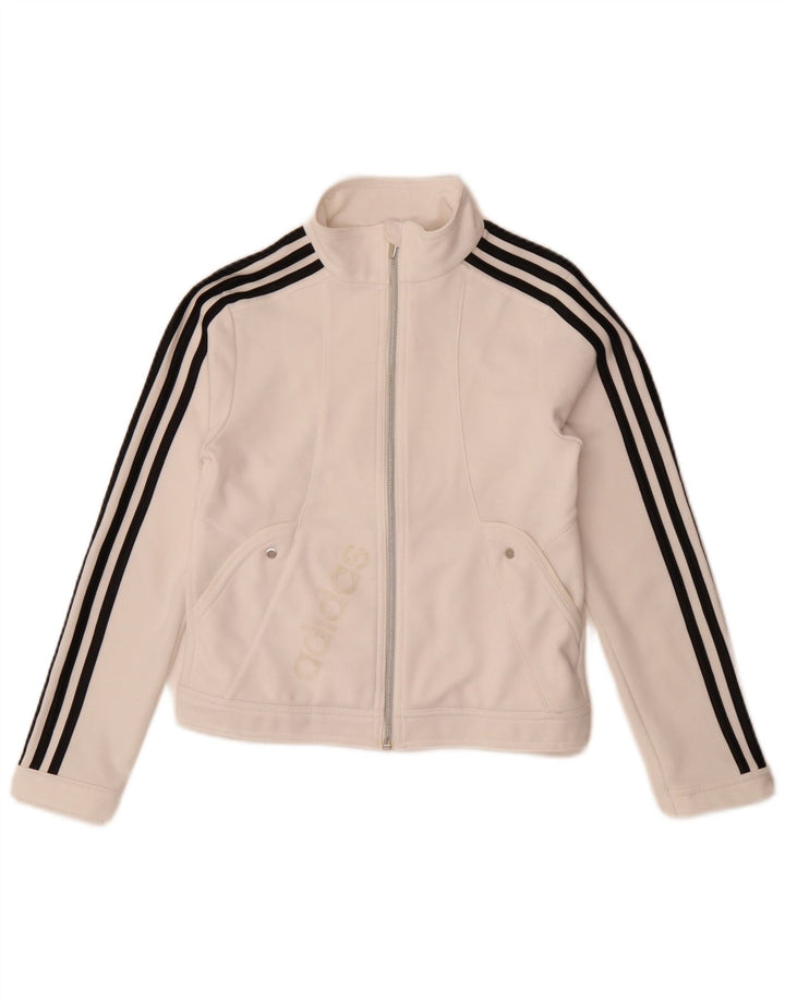 Adidas - Chaqueta de chándal con gráfico para niña, 11-12 años, poliéster blanco
