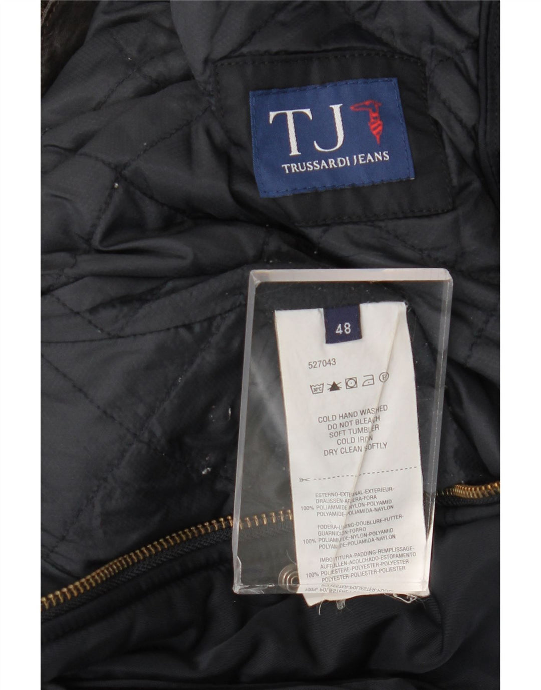 Chaqueta utilitaria con capucha para hombre Trussardi Jeans IT 48 Medium Azul marino Poliamida