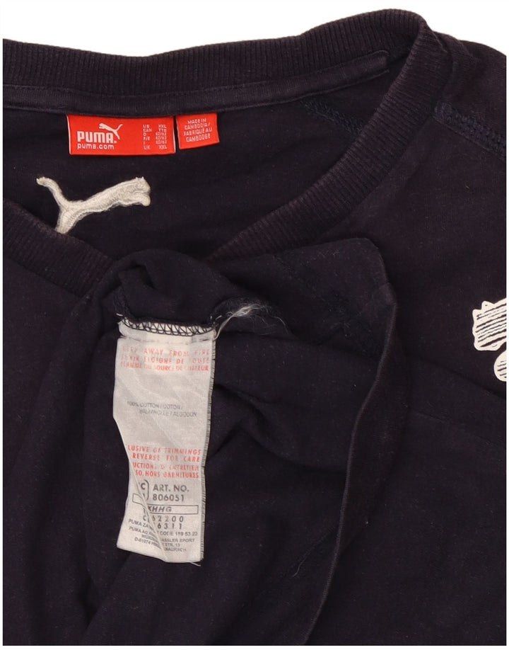 Puma Mens Graphic Top Manga Larga 2XL Azul Marino Algodón