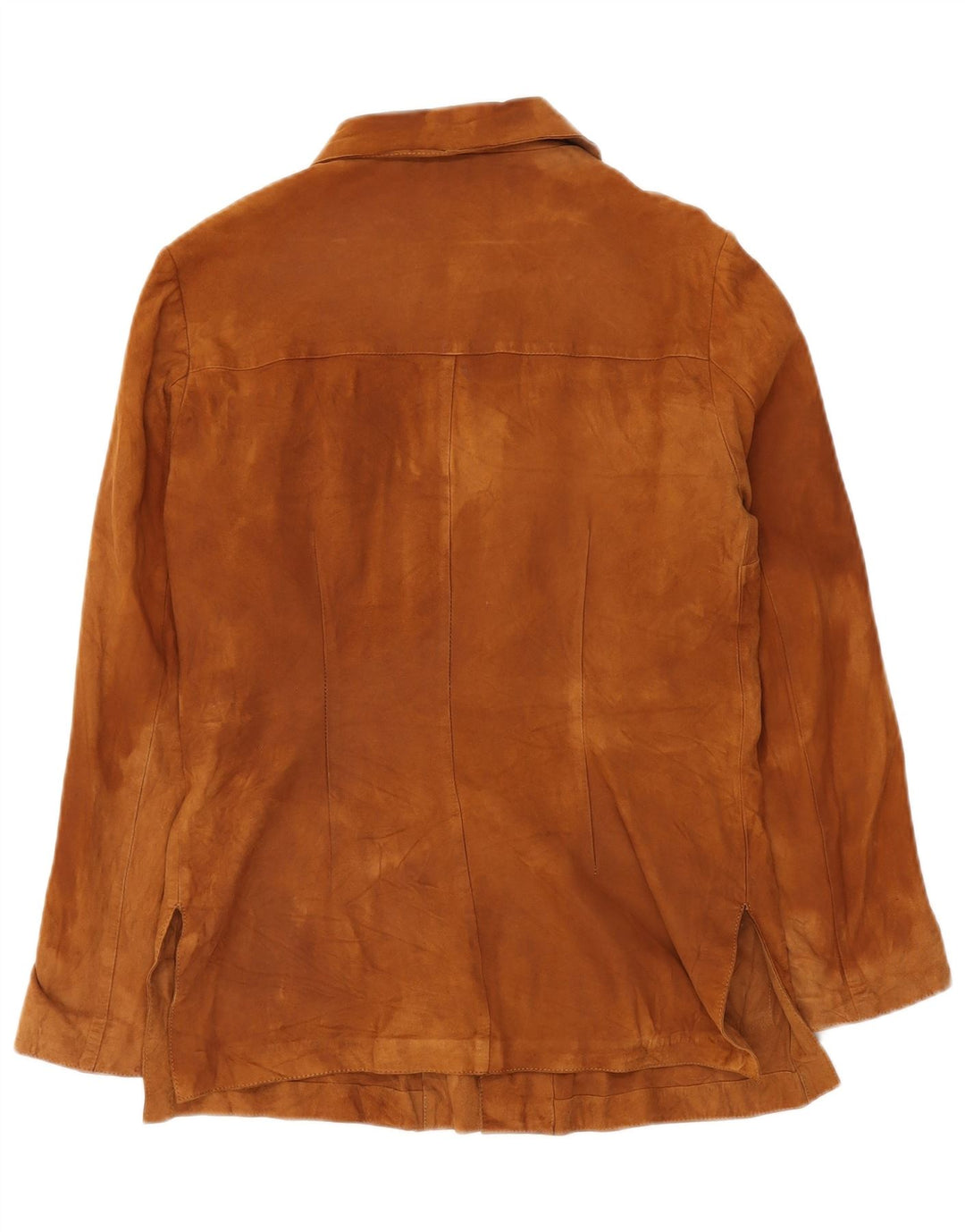 Vintage mujer ante chaqueta Reino Unido 12 cuero marrón medio clásico