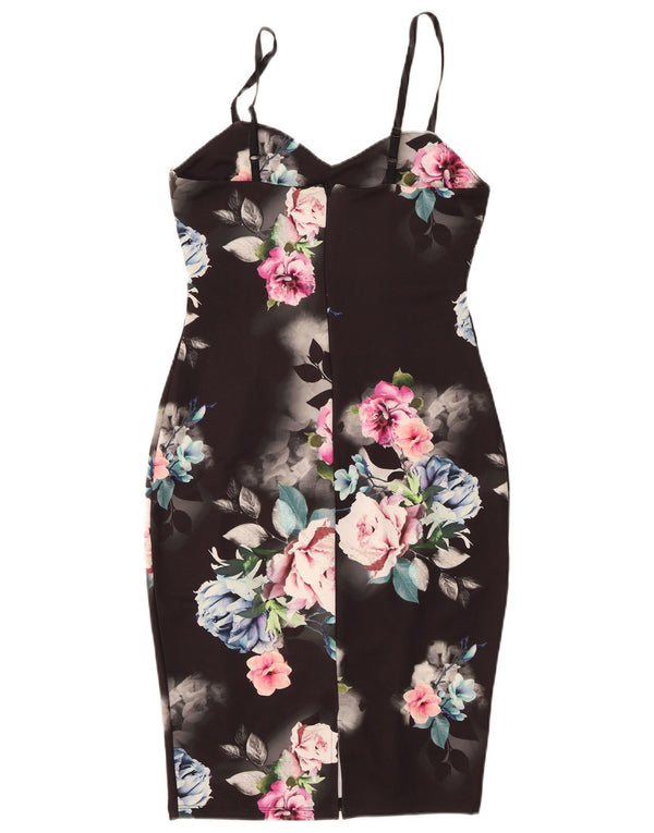 Lipsy Vestido ajustado sin mangas para mujer UK 40 Pequeño Poliéster floral negro