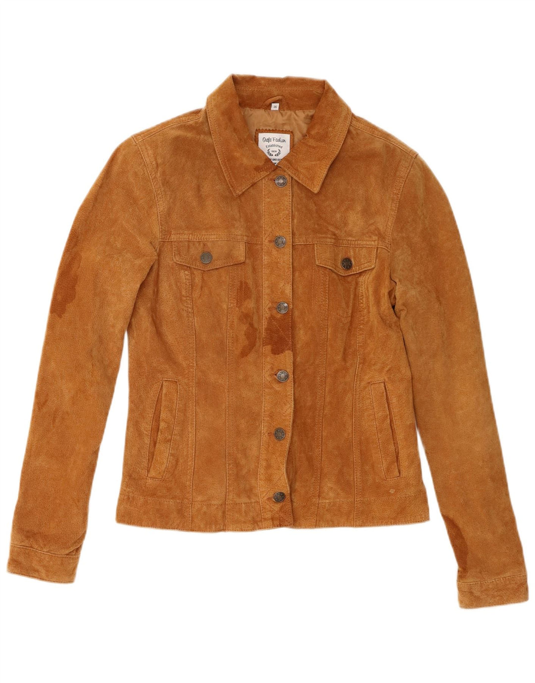Vintage mujer ante chaqueta EU 36 pequeño cuero beige