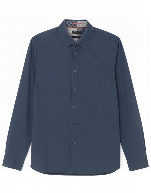 Ted Baker Mens Shirt Size 5 XL Navy Blue Cotton