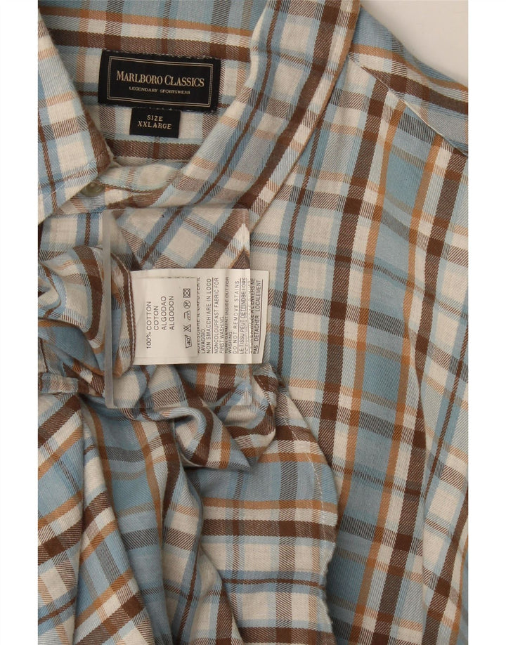 Marlboro Classics Camisa de franela para hombre 2XL Algodón a cuadros azules