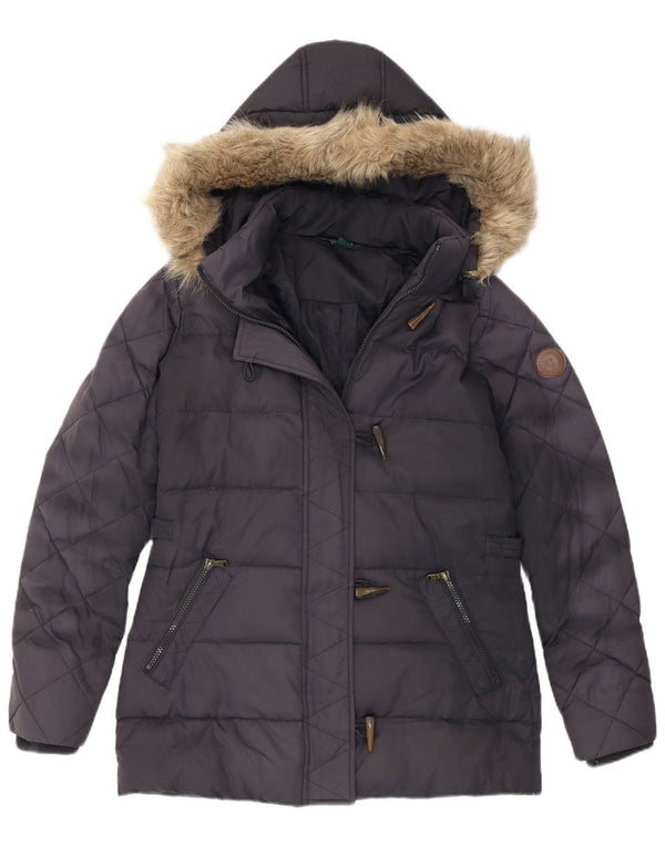 Ralph Lauren Chaqueta acolchada con capucha para mujer UK 6 XS Poliéster azul marino