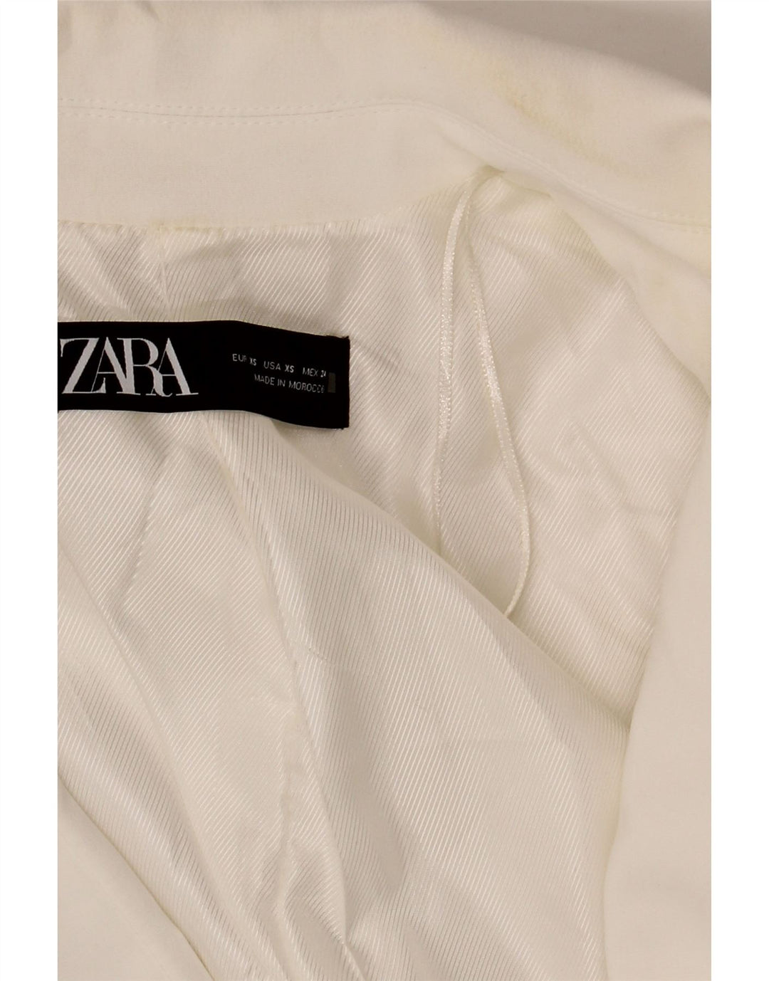Zara Mujer Chaqueta Americana Abierta De Gran Tamaño UK 6 XS Poliéster Blanco