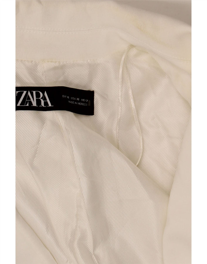 Zara Mujer Chaqueta Americana Abierta De Gran Tamaño UK 6 XS Poliéster Blanco