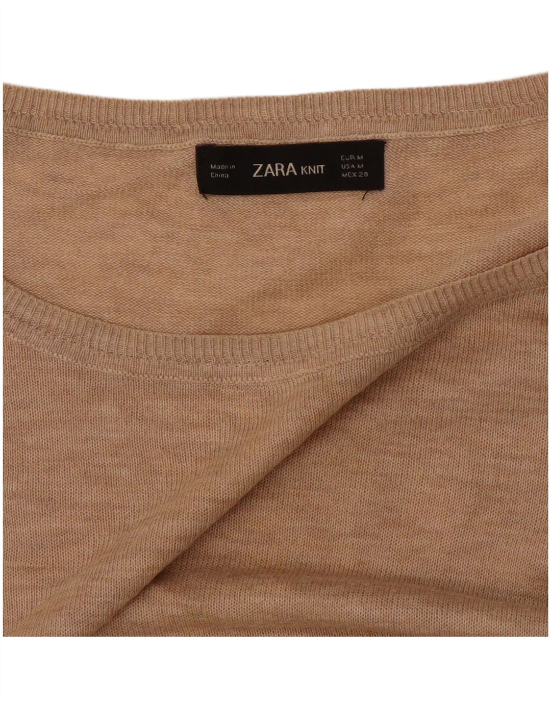 Zara - Jersey extragrande con cuello barco para mujer, talla 40, color beige medio
