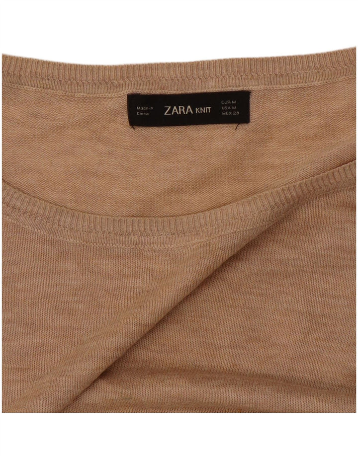 Zara - Jersey extragrande con cuello barco para mujer, talla 40, color beige medio