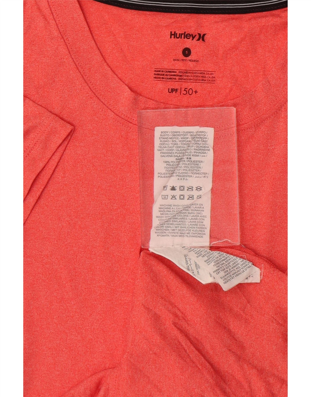 Hurley Camiseta Mujer Top UK 10 Small Naranja Moteado Poliéster