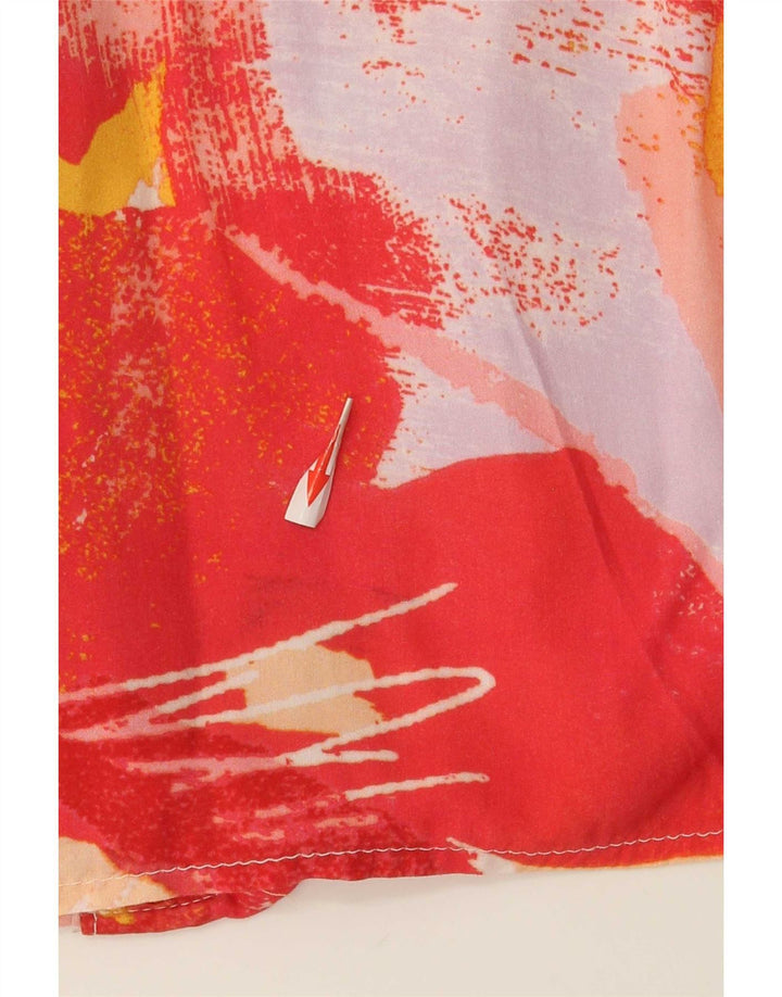 Vintage mujer patrón abstracto camisa blusa Reino Unido 10 pequeño multicolor