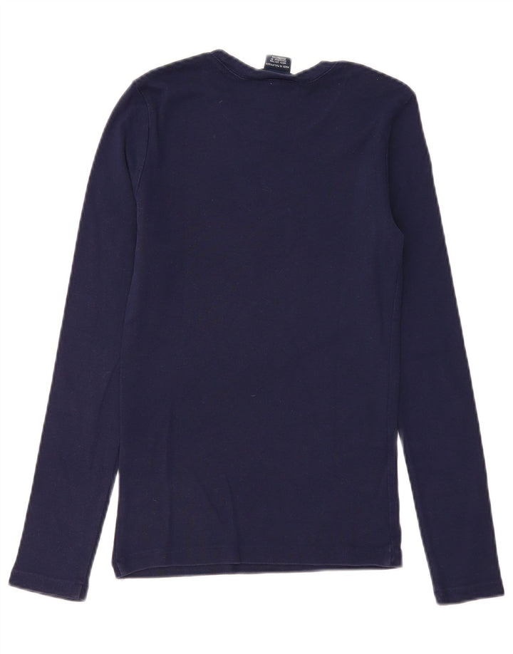 Ralph Lauren Mujer Top Manga Larga UK 8 Pequeño Algodón Azul Marino