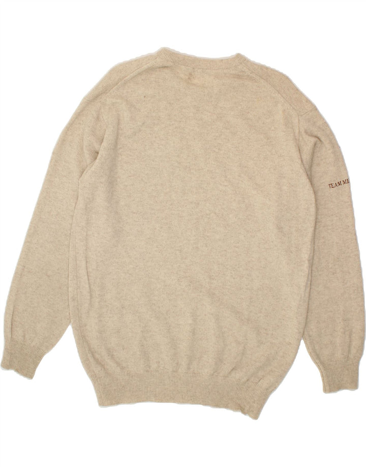 LYLE & SCOTT Mens Crew Neck Jumper Sweater Large Beige New Wool Vintage Lyle & Scott and Second-Hand Lyle & Scott from Messina Hembry 