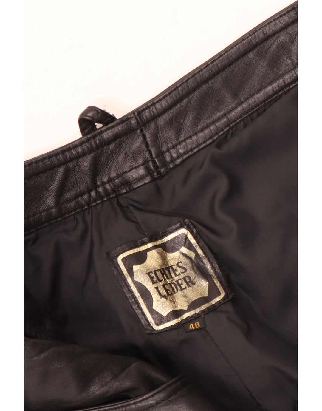 Pantalones de cuero vintage para mujer con corte de bota W28 L30 cuero negro