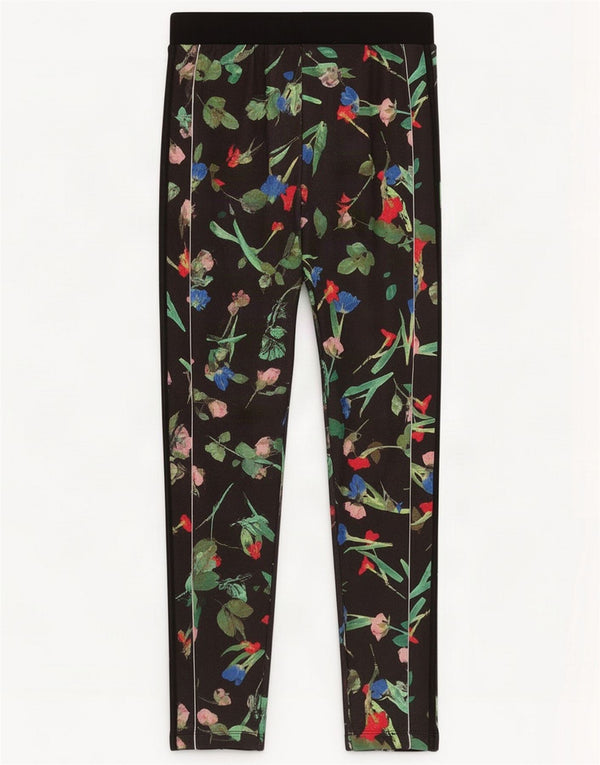 Adidas Womens Leggings UK 10 Small Black Floral Polyester