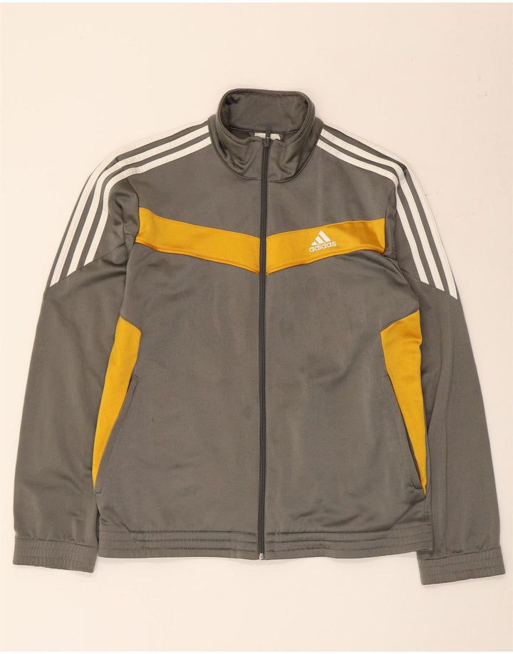 Adidas Hombre Chándal Top Chaqueta Pequeña Gris Colorblock Poliéster