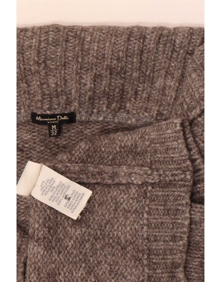 Massimo Dutti Suéter Cárdigan Corto para Mujer UK 42 Lana Gris Medio
