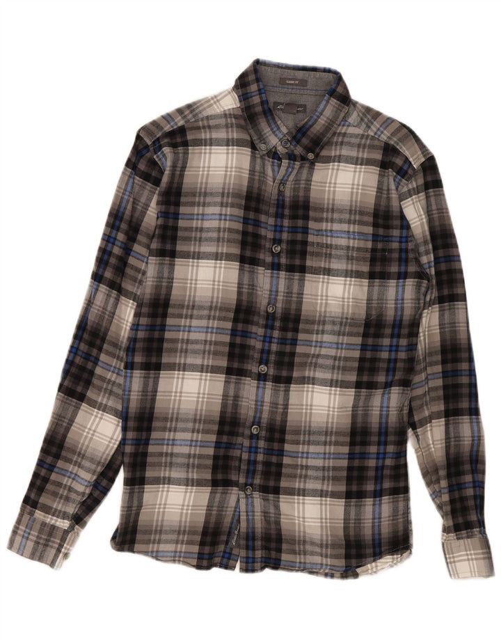 Eddie Bauer Camisa De Franela De Ajuste Clásico Para Hombre Algodón A Cuadros Gris Pequeño