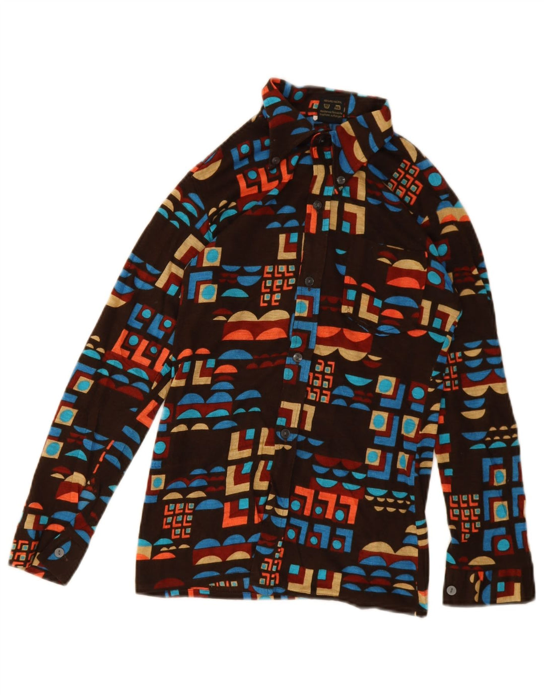 Camisa Niño Vintage 11-12 Años Marrón Geométrico Poliacrílico