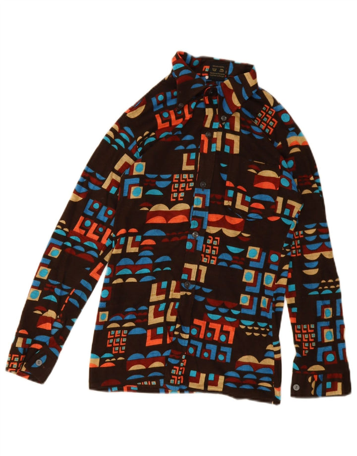 Camisa Niño Vintage 11-12 Años Marrón Geométrico Poliacrílico