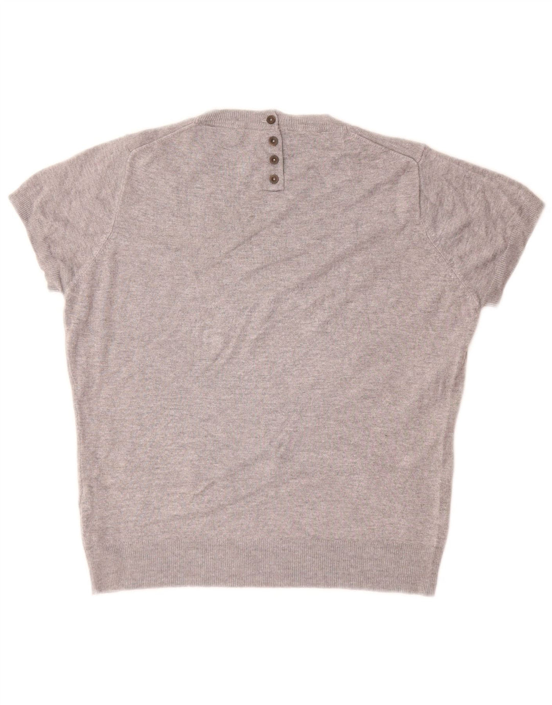 ZARA Jersey de manga corta con cuello barco para mujer, talla 44, color gris medio