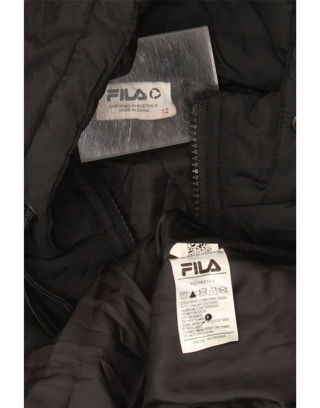 Fila Chaqueta acolchada con capucha para mujer UK 40 Mediana Poliéster negro