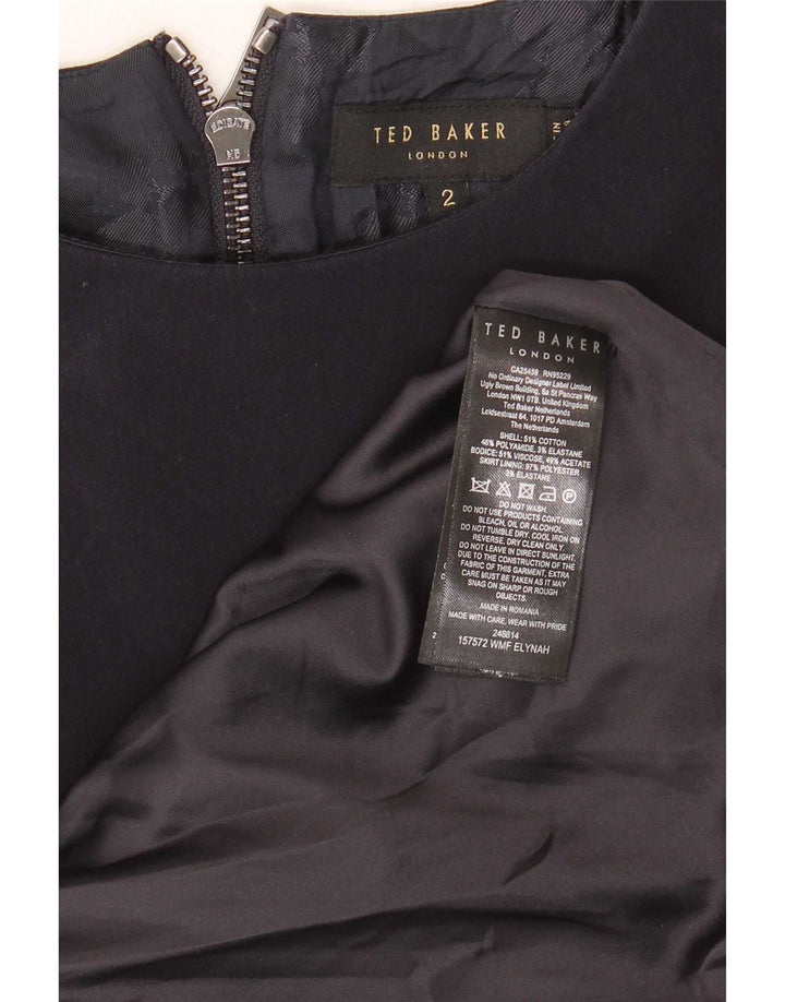 Ted Baker Vestido Peplum para Mujer Talla 2 Pequeño Algodón Azul Marino