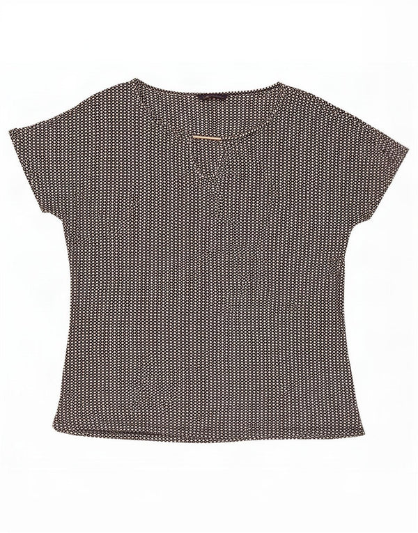 Marks & Spencer Blusa para Mujer Top UK 44 Grande Viscosa con Manchas Negras