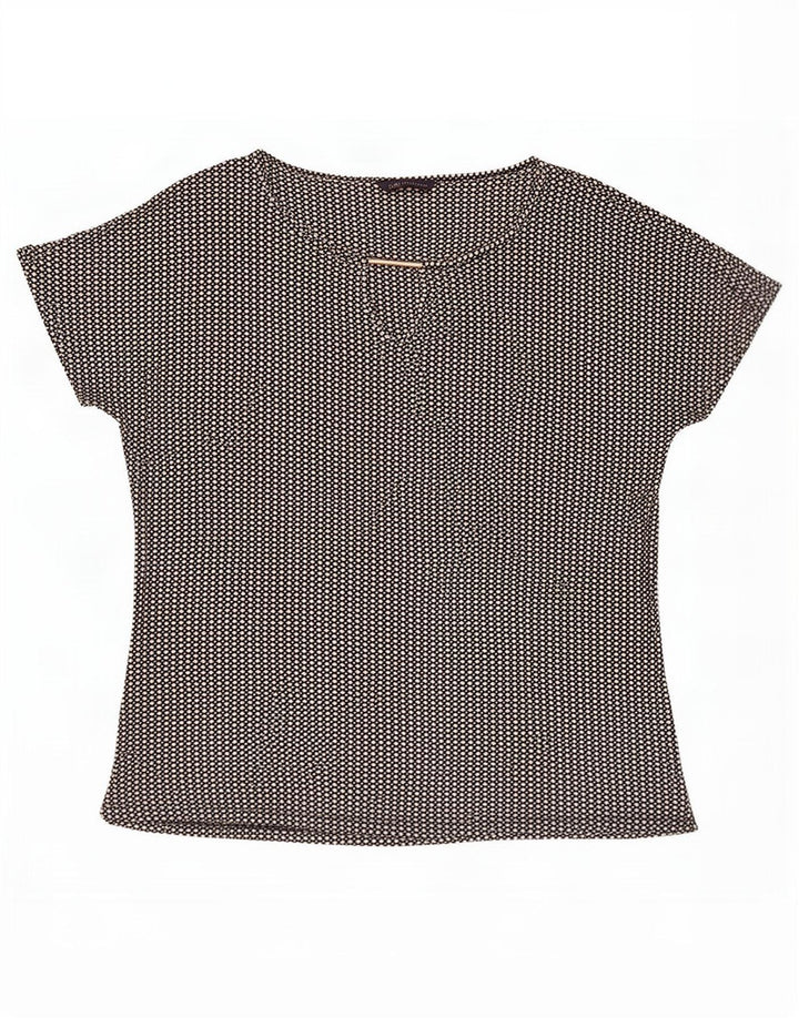 Marks & Spencer Blusa para Mujer Top UK 44 Grande Viscosa con Manchas Negras
