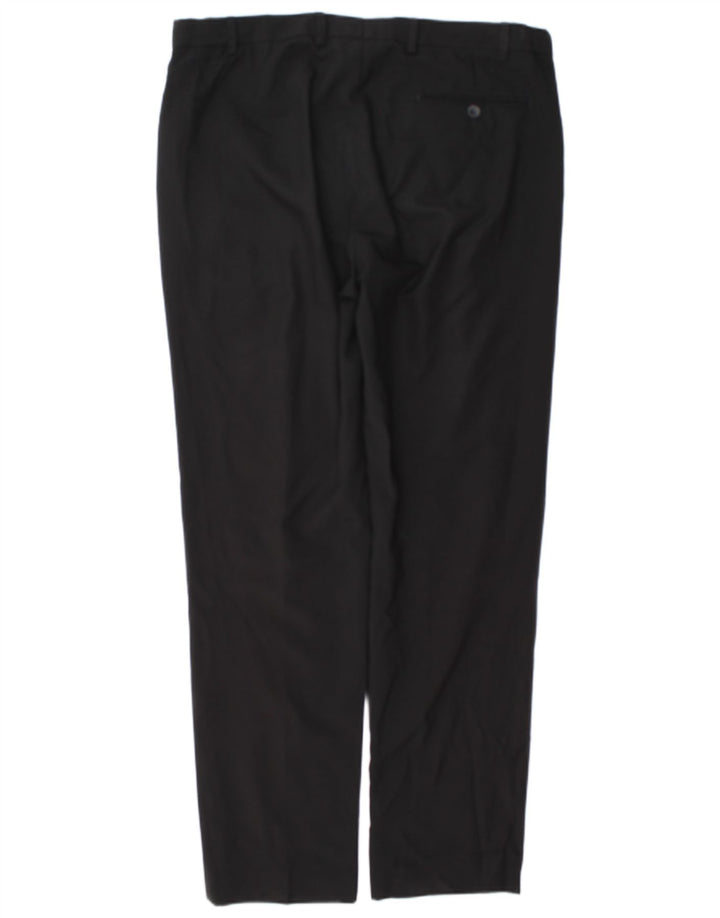 Marks & Spencer Pantalón de traje regular recto para hombre W38 L33 Poliéster negro
