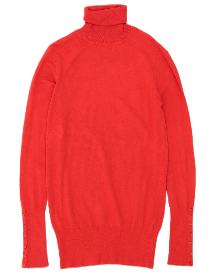 Zara Mujer Roll Neck Jumper Sweater UK 10 Small Rayón Rojo