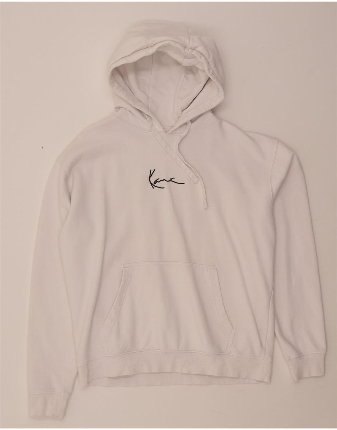 KARL KANI Jersey con capucha y estampado holgado para hombre, talla pequeña, algodón blanco