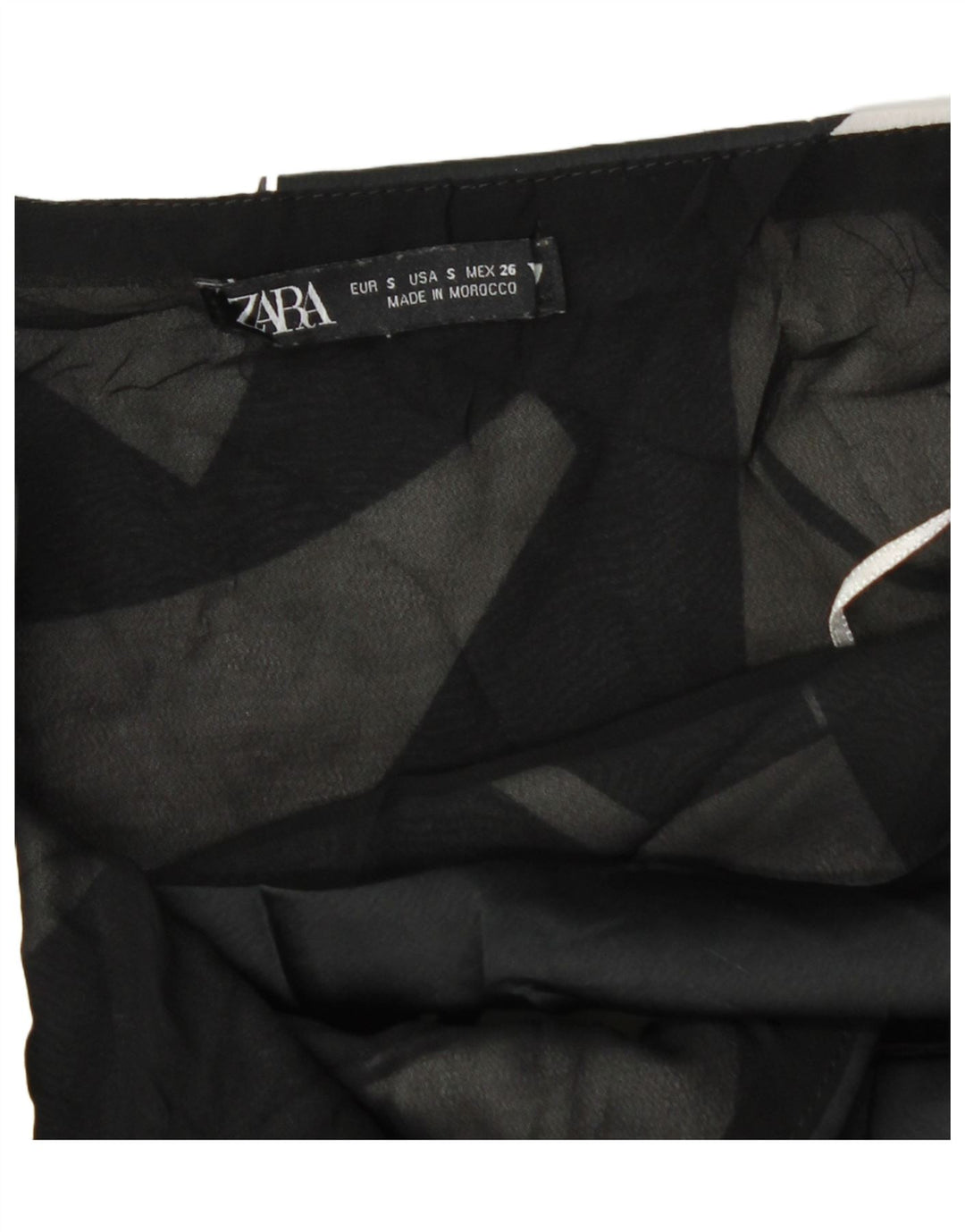 Zara Mujer Mini Vestido De Verano UK 8 Pequeño Negro Geométrico