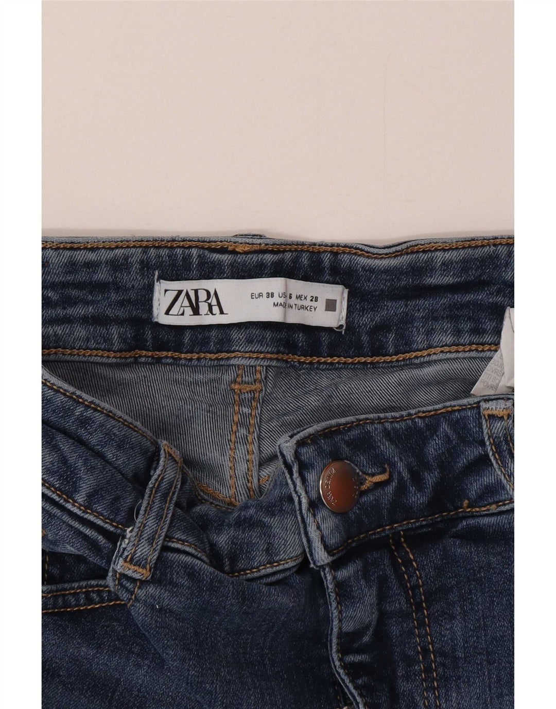 Zara Jeans Acampanados Para Mujer EU 38 Small W28 L32 Algodón Azul